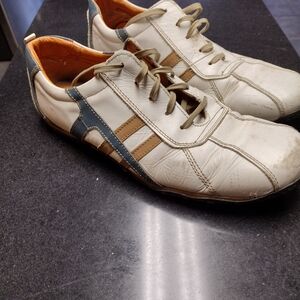 Bacco Bucci White and Brown Sneakers